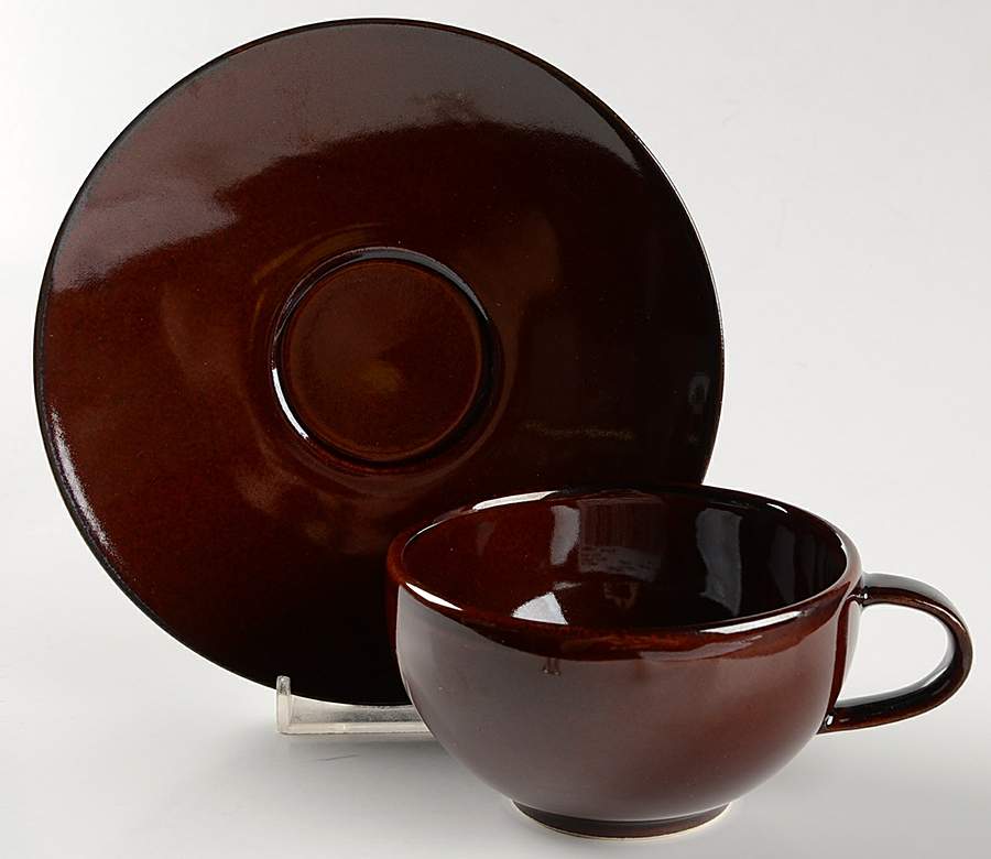 Mahogany Flat Cup & Saucer Set by Crate & Barrel-1