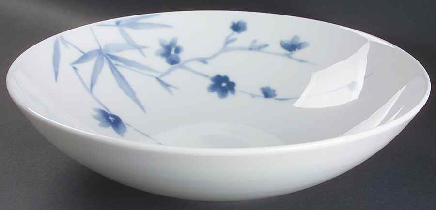 Birch (Floral & Blue Band) 10" Round Vegetable Bowl by Calvin Klein-1