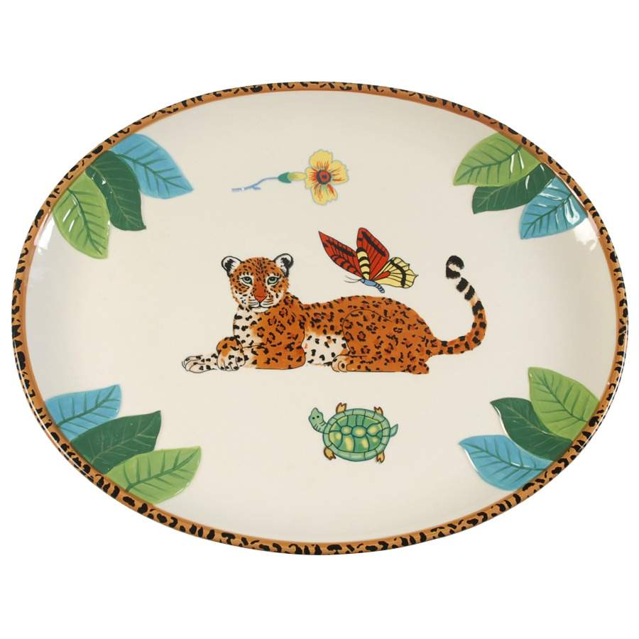 Jungle Jubilee 17" Oval Serving Platter by Lynn Chase-1