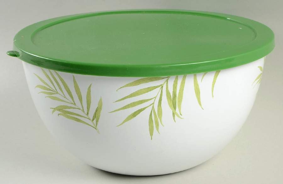 Bamboo Leaf (Corelle) 9 5/8" Metal Bowl with Plastic Lid by Corning Corelle-1