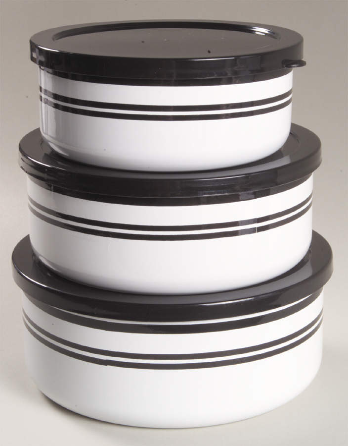 Classic Cafe Black (3 Piece) Metal Bowl W/Plastic Lids (5", 6", 7") by Corning Corelle-1