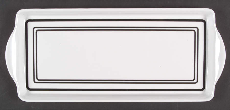 Classic Cafe Black 15" Melamine Rectangular Handled Tray by Corning Corelle-1