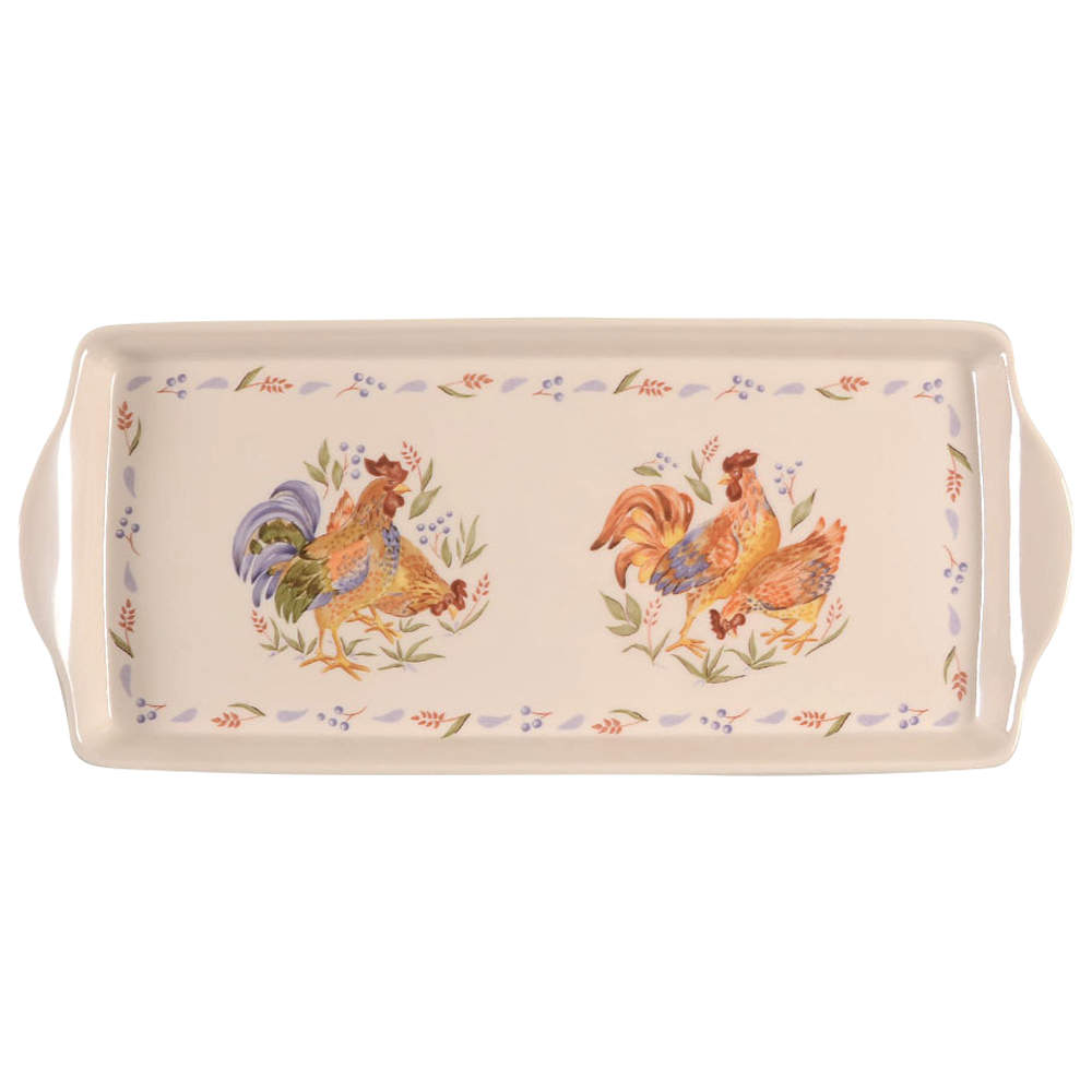Country Morning 15" Melamine Rectangular Handled Tray by Corning Corelle-1