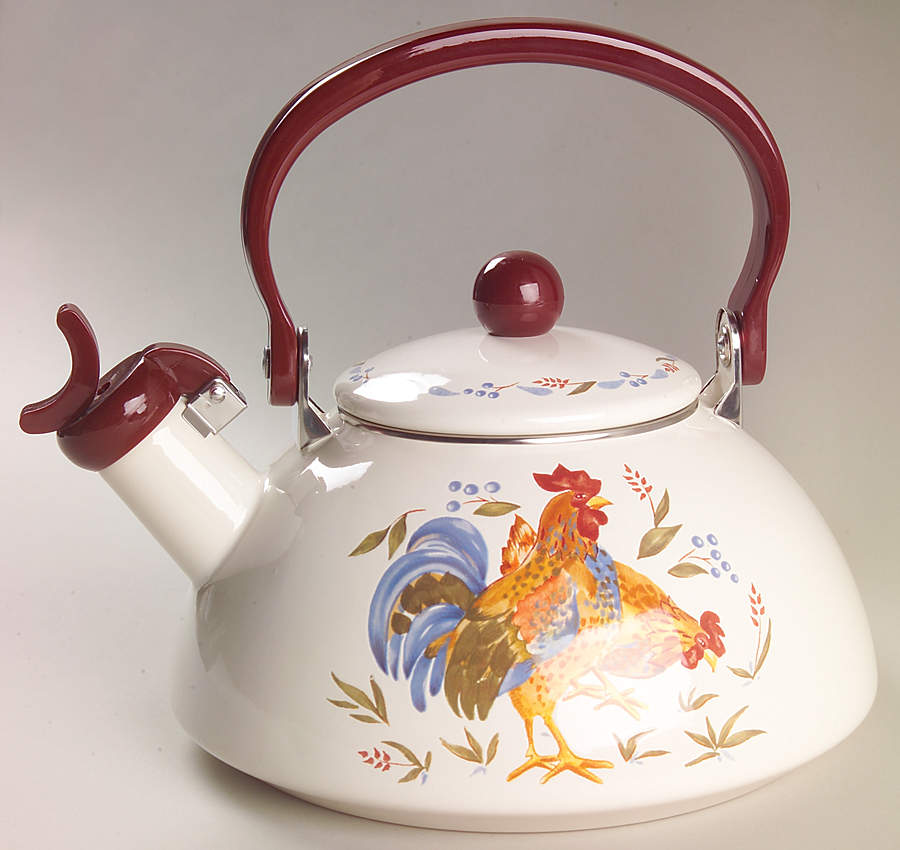 Country Morning Metal Whistler Kettle & Lid by Corning Corelle-1