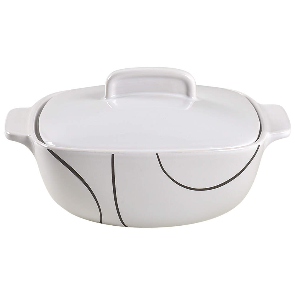 Simple Lines (Corelle) 1.5 Quart Square Casserole with Ceramic Lid by Corning Corelle-1