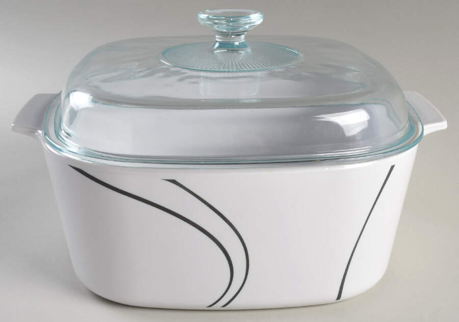 Simple Lines (Corelle) 5 Quart Square Casserole with Glass Lid by Corning Corelle-1