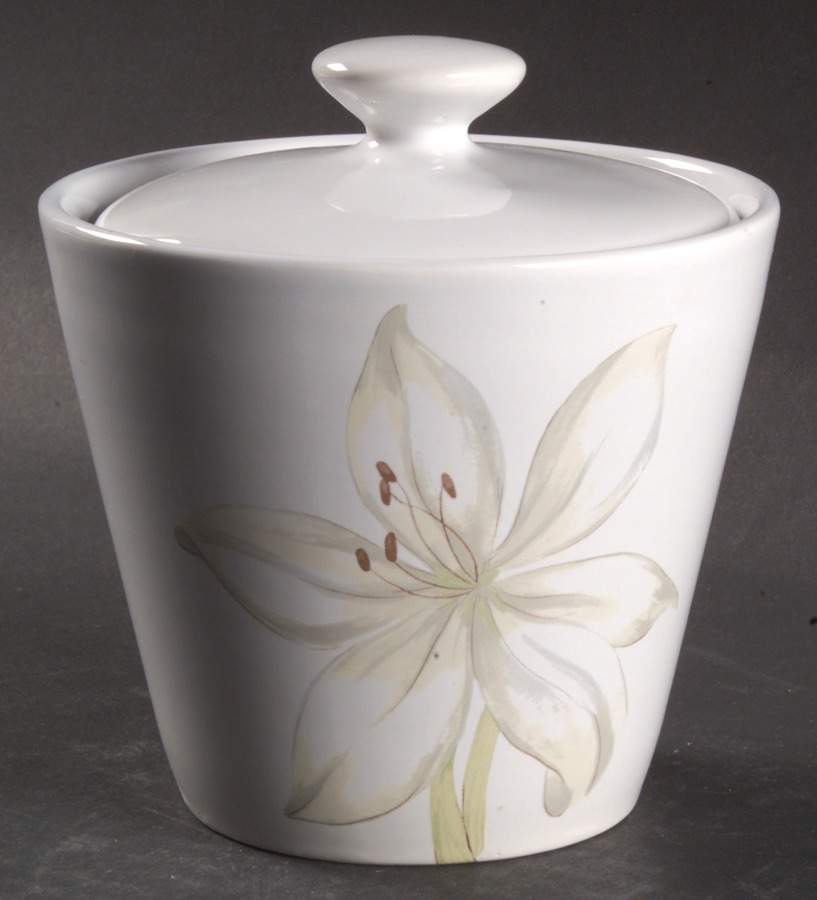 White Flower (Corelle) Sugar Bowl & Lid by Corning Corelle-1