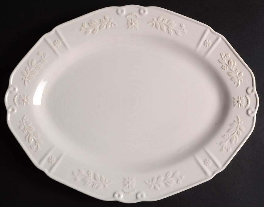 Traditions Embossed White (Corelle) 14" Oval Serving Platter by Corning Corelle-1