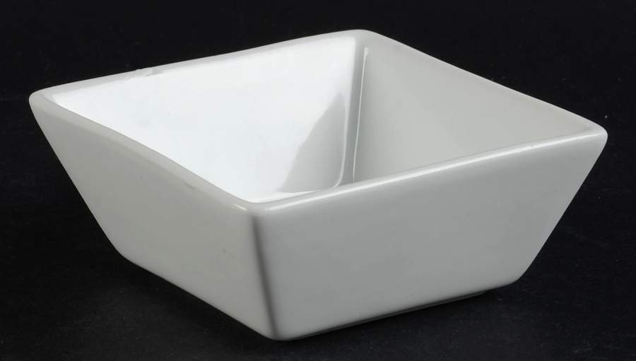 White Square Fruit/Dessert (Sauce) Bowl by Crate & Barrel-1