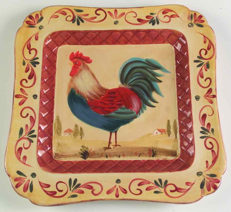 Tuscan Rooster 15" Square Serving Platter by Certified International-1