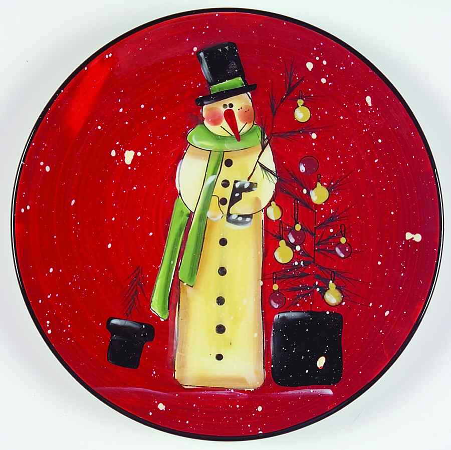 Folk Snowman Dessert/Pie Plate by Certified International-1