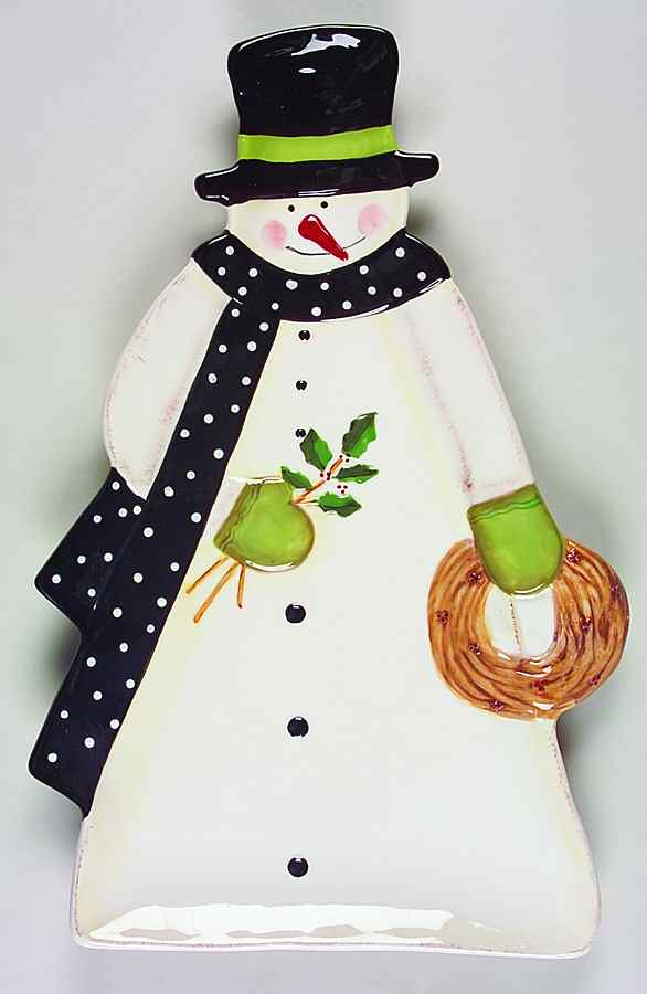 Folk Snowman 17" Snowman Shape Platter by Certified International-1