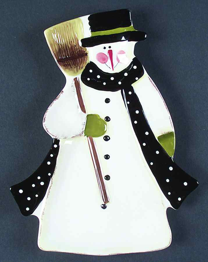 Folk Snowman Figural Candy Plate by Certified International-1