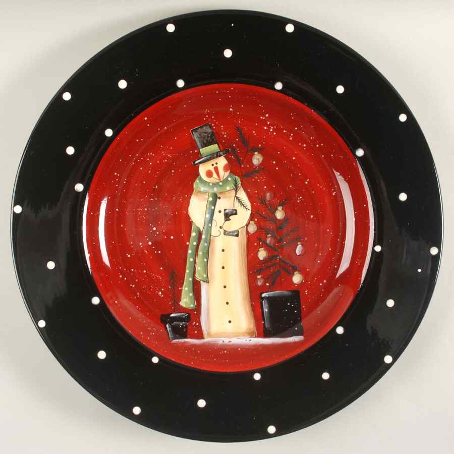 Folk Snowman 16" Chop Plate (Round Platter) by Certified International-1
