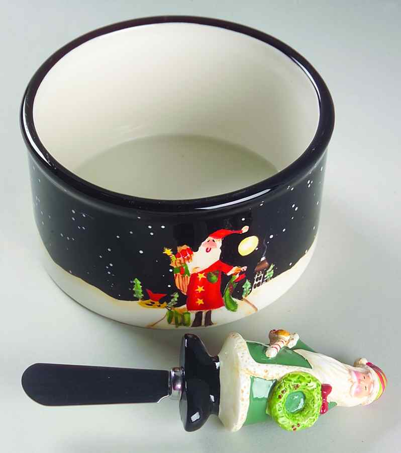 Midnight Santa Dip Bowl & Spreader Set by Certified International-1