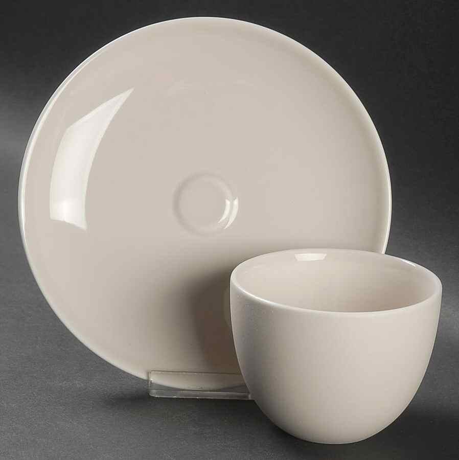 Basso (Bone) Flat No Handles Cup & Saucer Set by Calvin Klein-1
