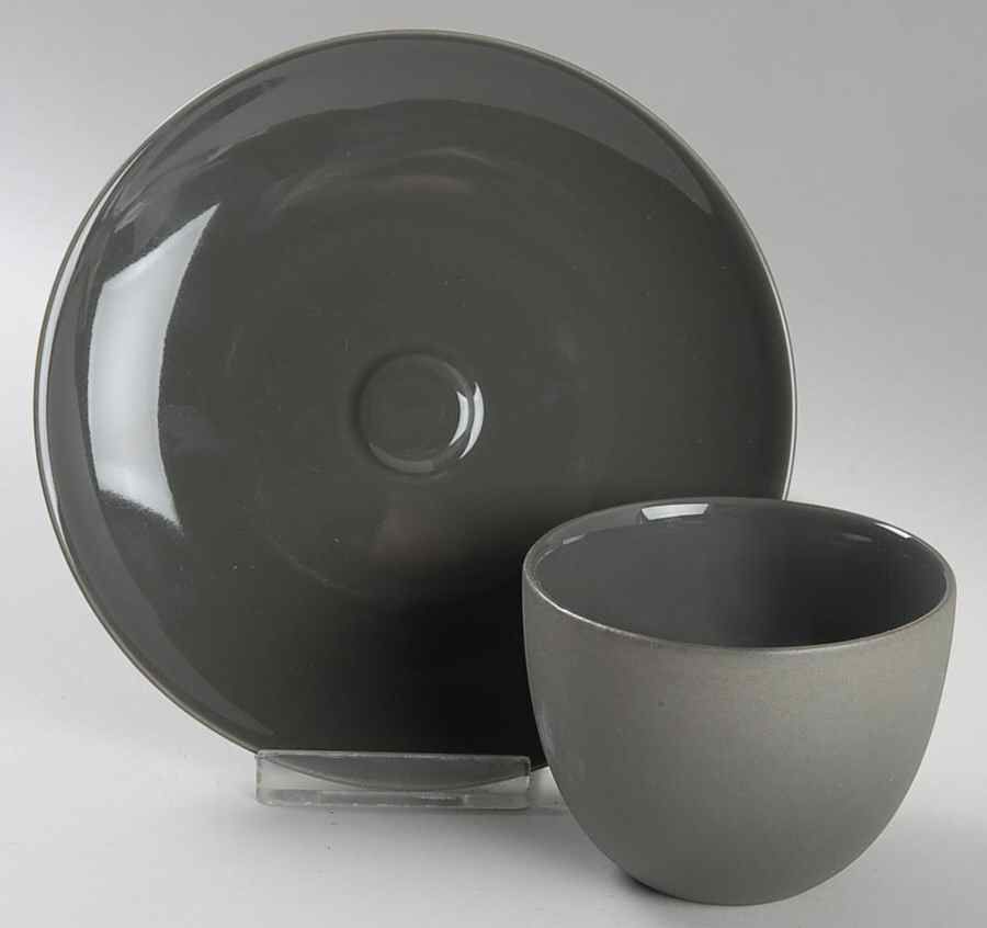 Basso Graphite Flat Cup & Saucer Set by Calvin Klein-1