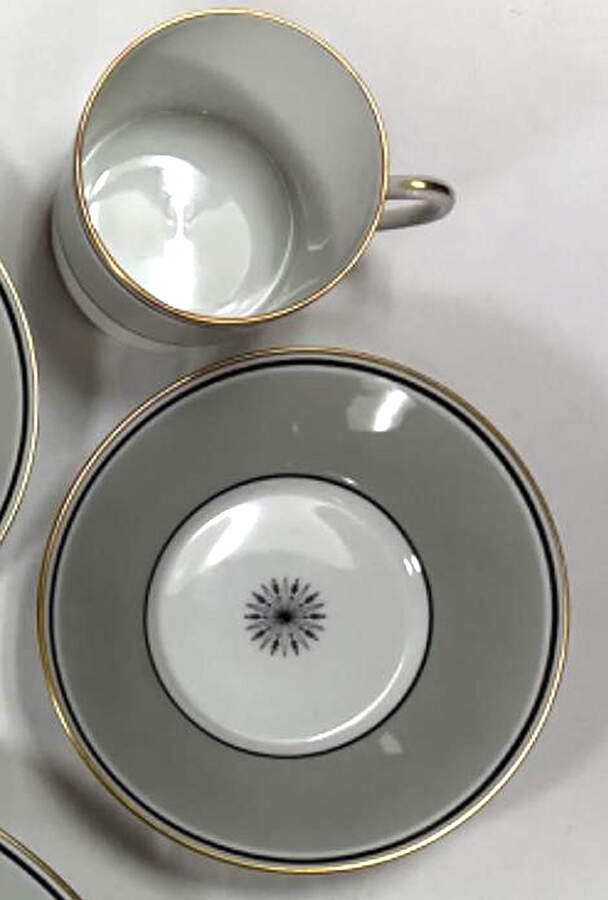 Directoire Gray Flat Cup & Saucer Set by Ceralene-1
