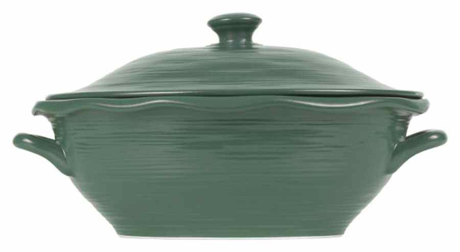 Casual Collections Green and Terracotta 3 Quart Oval Covered Casserole by Corning Corelle-1