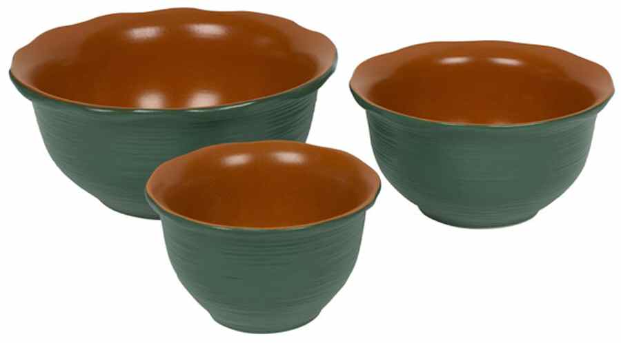Casual Collections Green and Terracotta (3 Piece) Mixing Bowl Set by Corning Corelle-1