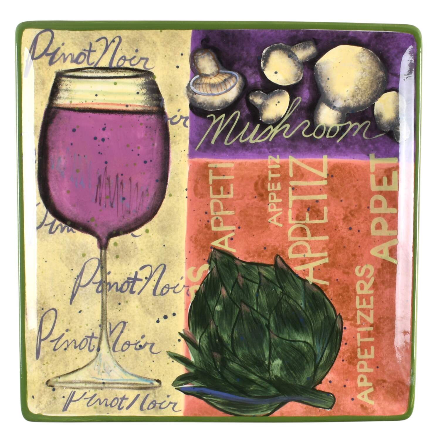 Wine Collage 13" Square Serving Platter by Certified International-1