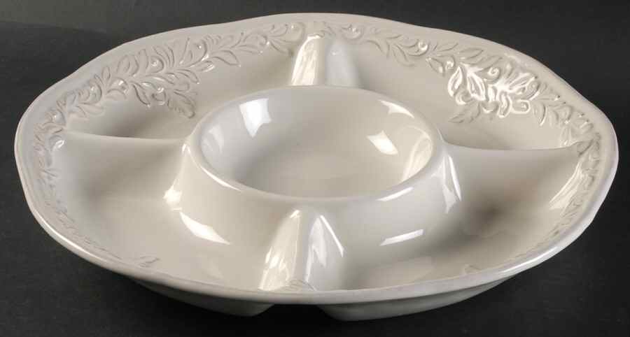 Renaissance Ivory 1 Pc Round Chip and Dip (5 Section) by Certified International-1