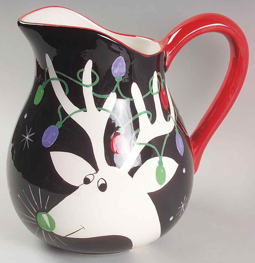 Silly Reindeer (Black Body) 96 Oz Pitcher by Certified International-1