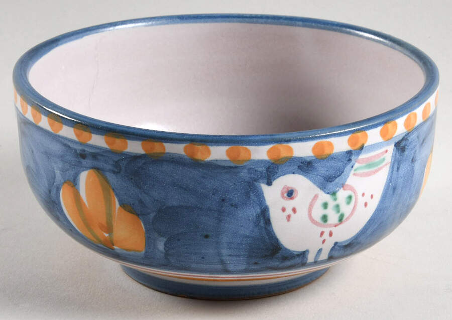 Campagna Chicken (Blue, Orange Dots) Soup/Cereal Bowl by Ceramica Artistica (CAS Vietri)-1