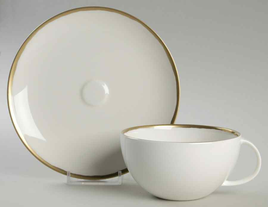 Basso (Gold Trim) Flat Cup & Saucer Set by Calvin Klein-1