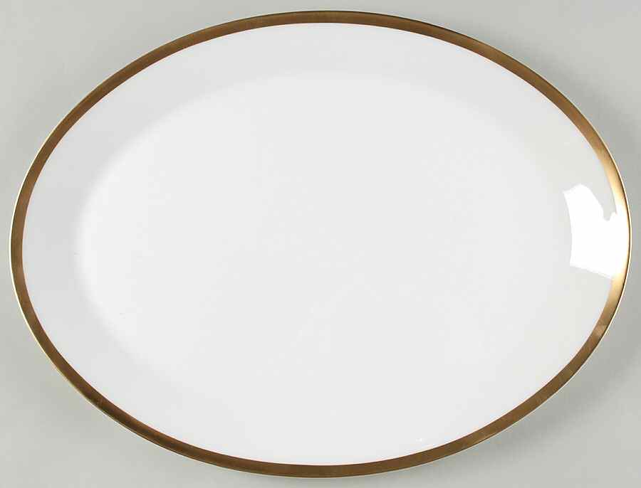 Gilded Gold Band 15" Oval Serving Platter by Calvin Klein-1