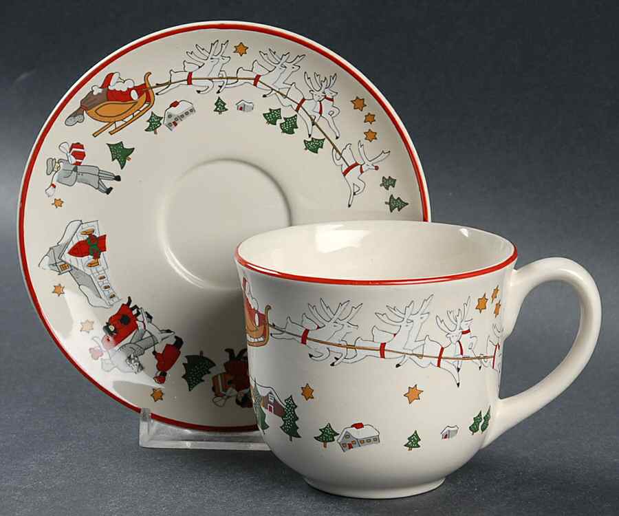 Family Christmas Flat Cup & Saucer Set by Cuthbertson-1