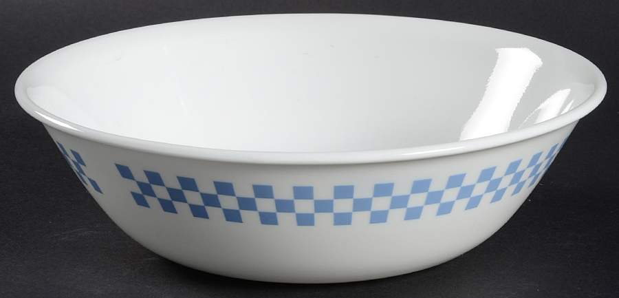 Gingham Blue (Corelle) 8" Round Vegetable Bowl by Corning Corelle-1