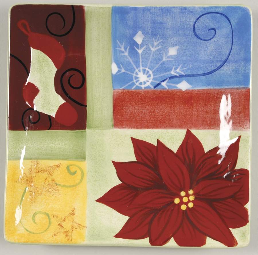 Holiday Quilt Square Salad Plate by Corsica Home-1