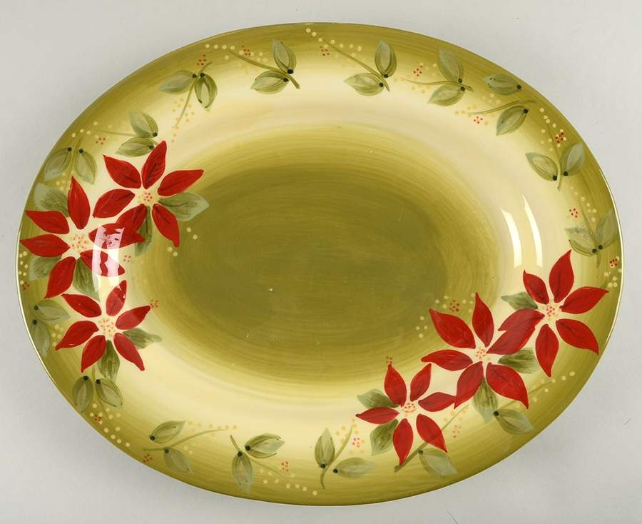 Tuscan Poinsettia 17" Oval Serving Platter by Corsica Home-1