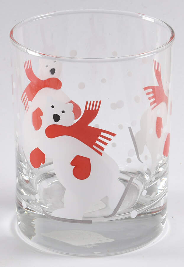 Skating Polar Bear Glassware Flat Tumbler by Crate & Barrel-1