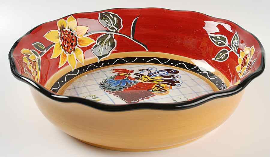 Chanticleer Rooster 13" Round Vegetable Bowl by Certified International-1