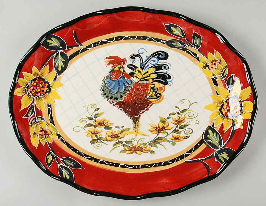 Chanticleer Rooster 18" Oval Serving Platter by Certified International-1