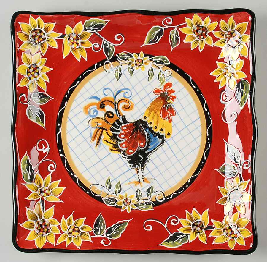 Chanticleer Rooster Square Service Plate (Charger) by Certified International-1
