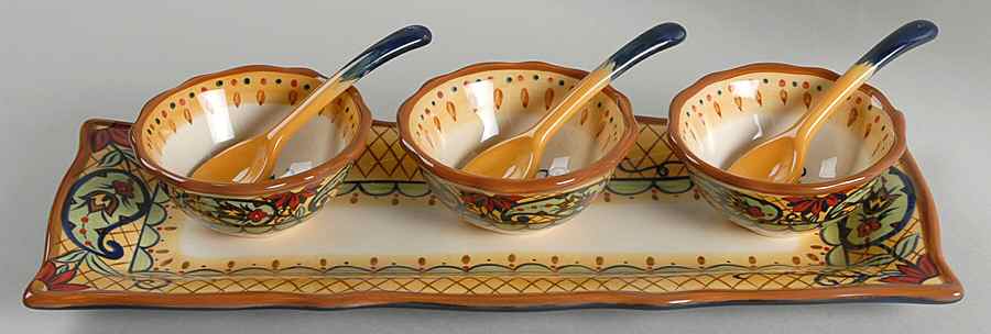Crown Jewel (7 Piece) Dipping Set (3 Bowls,3 Spoons,1 Tray) by Corsica Home-1