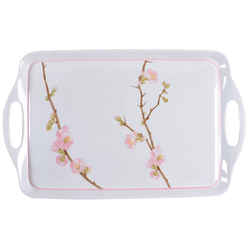 Cherry Blossom (Thin Body, Corelle) Handled Melamine Tray by Corning Corelle-1