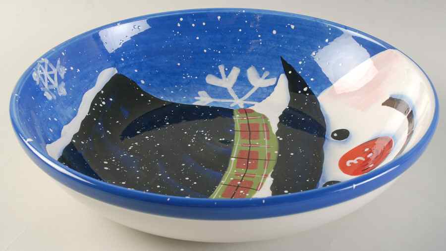 Top Hat Snowman (Blue) 13" Pasta Serving Bowl by Certified International-1