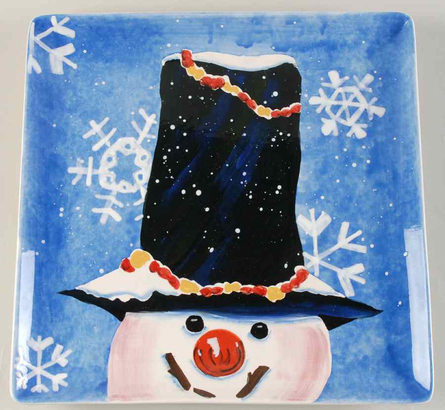 Top Hat Snowman (Blue) Dinner Plate by Certified International-1