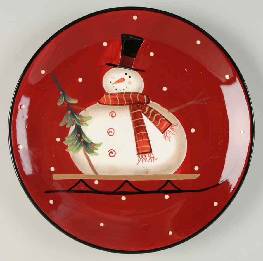 Sledding Snowman Dinner Plate by Certified International-1