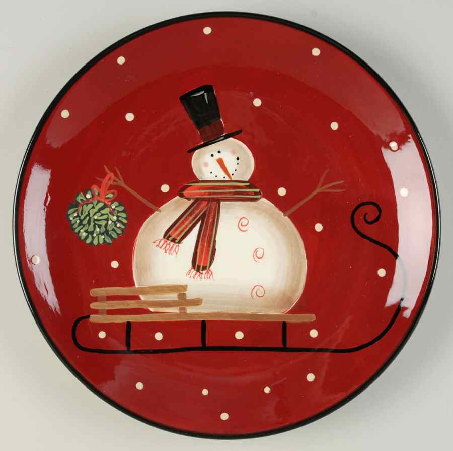 Sledding Snowman Dinner Plate by Certified International-1