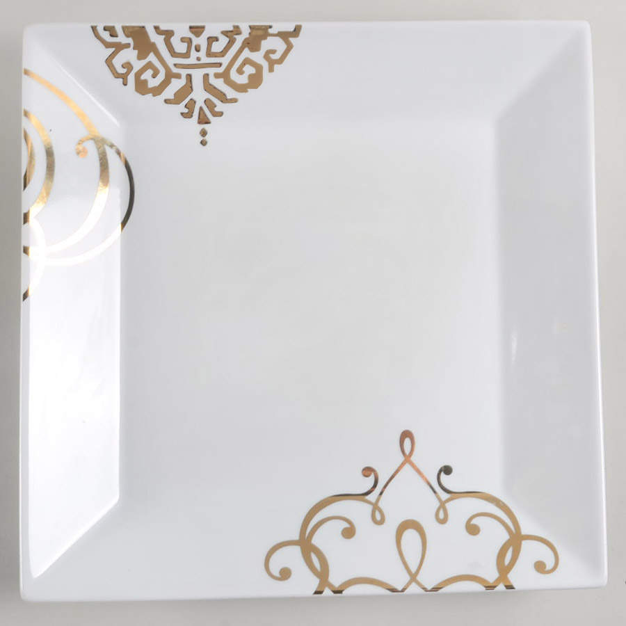 Whiteware Gold Holiday Square Dinner Plate by The Cellar (China)-1
