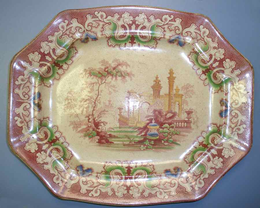 Athens Pink 15" Oval Serving Platter by Charles Meigh & Sons-1