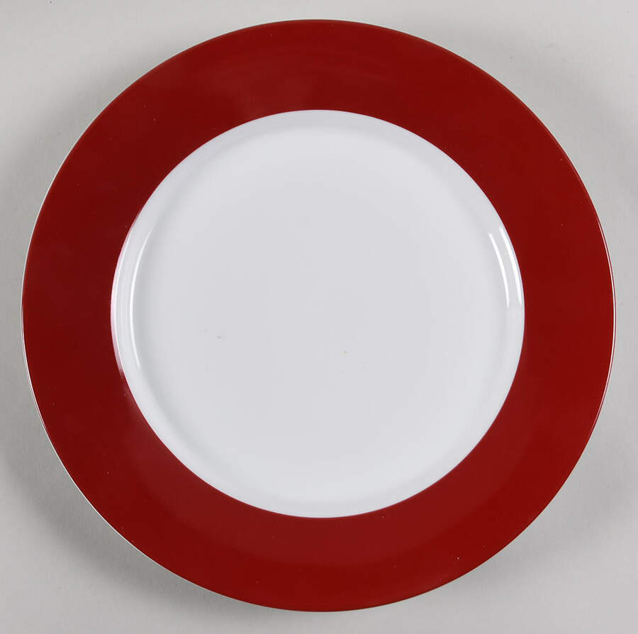 Red Band (Wide Red Rim, No Trim) Dinner Plate by Crate & Barrel-1