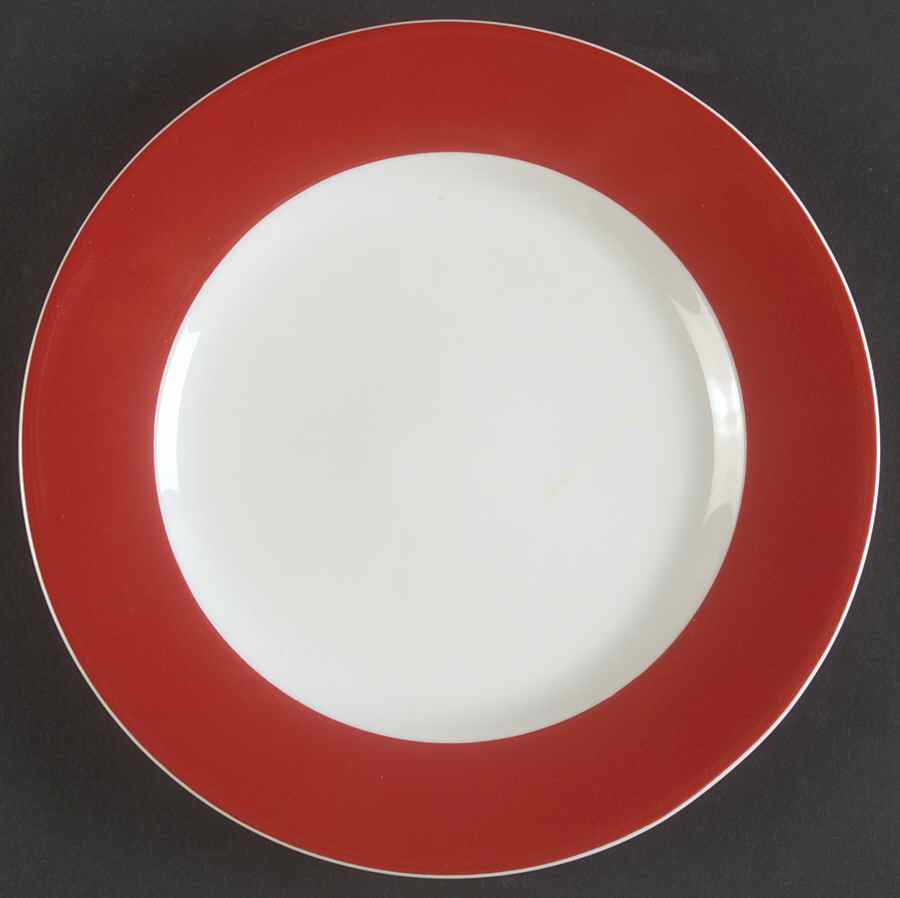 Red Band (Wide Red Rim, No Trim) Salad Plate by Crate & Barrel-1