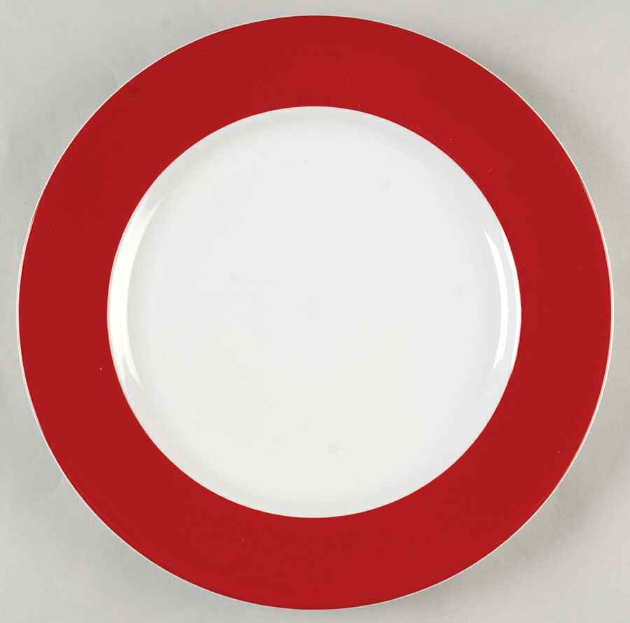 Red Band (Wide Red Rim, No Trim) Dinner Plate by Crate & Barrel-1