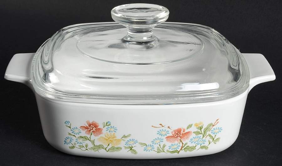 Autumn Meadow 1 Qt Square Casserole w/Glass or Plastic Lid by Corning Corelle-1